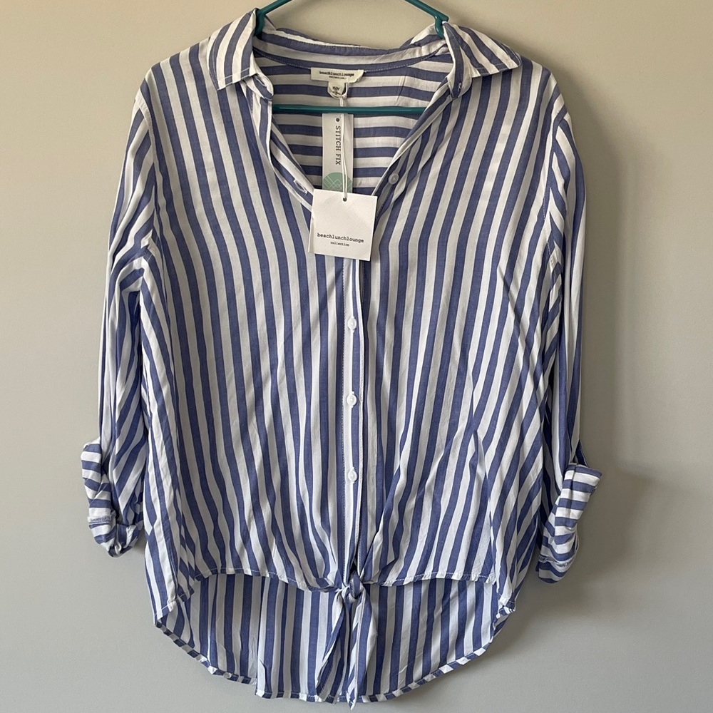 Striped beachy button up